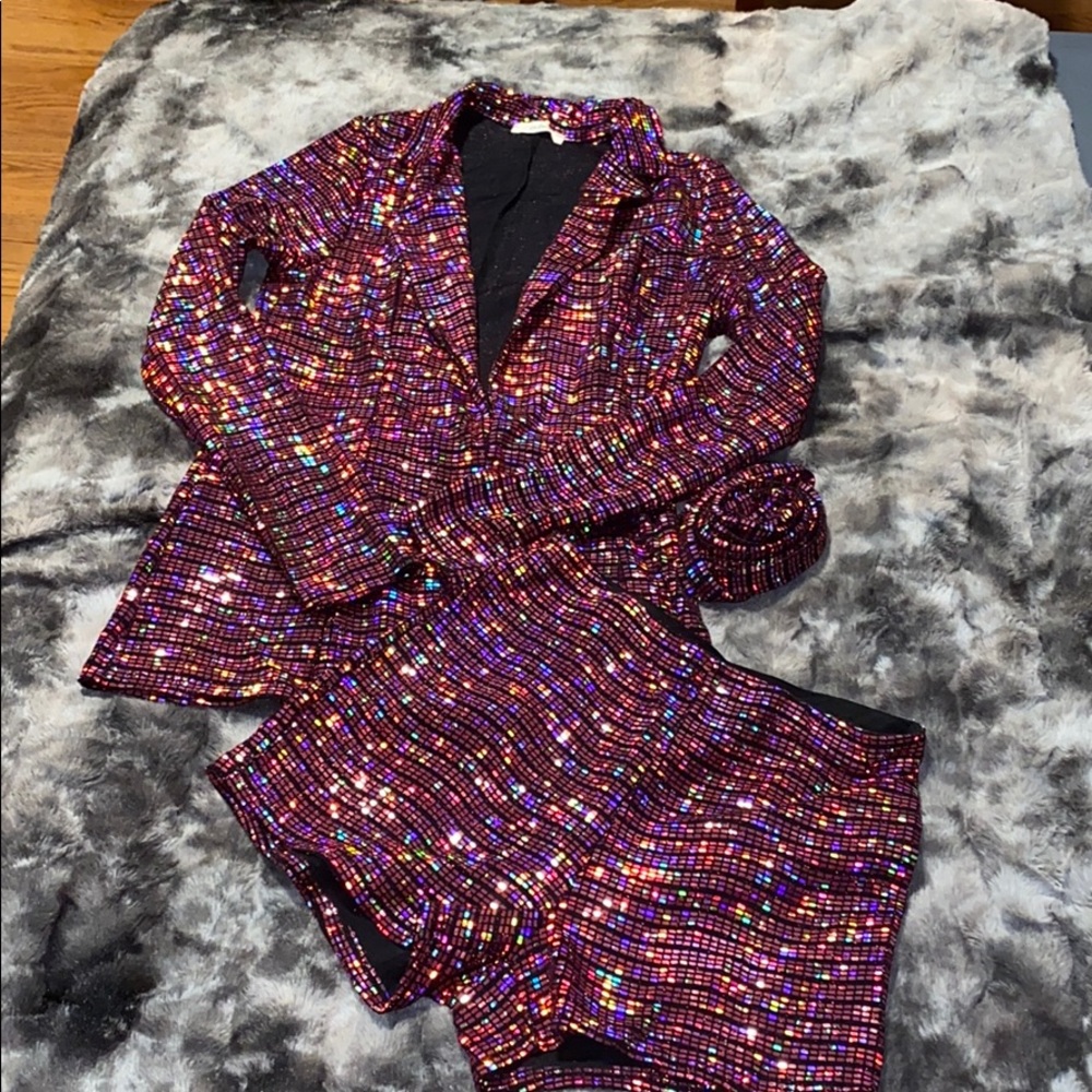 Purple Sparkly Blazer Set
